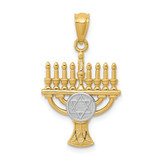 Image of 14K Yellow Gold Rhodium Plated Menorah Pendant