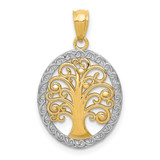 Image of 14K Yellow Gold Rhodium Plated Tree Of Life Pendant