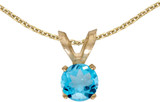 Image of 14k Yellow Gold Round Blue Topaz Pendant (Chain NOT included) (CM-P1414X-12)