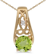 Image of 14k Yellow Gold Round Peridot And Diamond Pendant (Chain NOT included) (CM-P2587X-08)