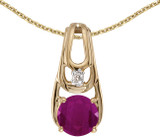 Image of 14k Yellow Gold Round Ruby And Diamond Pendant (Chain NOT included)