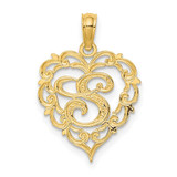 Image of 14K Yellow Gold S Script Initial In Heart Pendant