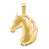 Image of 14K Yellow Gold Sandblasted Horse Head Pendant D5056