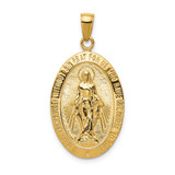 Image of 14K Yellow Gold Satin & Polished Finish Miraculous Medal Pendant