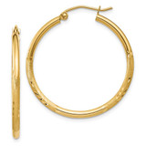Image of 30mm 14K Yellow Gold Satin & Shiny-Cut 2mm Round Tube Hoop Earrings TC208