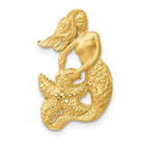 Image of 14K Yellow Gold Satin Shiny-Cut Open-Backed Mermaid Pendant