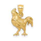 Image of 14k Yellow Gold Satin Shiny-Cut Rooster Pendant
