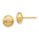 Image of 8.97mm 14K Yellow Gold Scratch Finish Hollow Stud Post Earrings