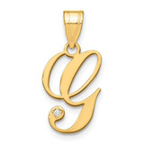 Image of 14K Yellow Gold Script Letter G Initial Pendant with Diamond