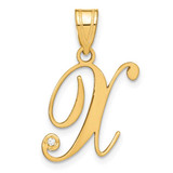 Image of 14K Yellow Gold Script Letter X Initial Pendant with Diamond