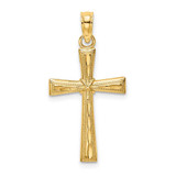 Image of 14K Yellow Gold Shiny-Cut & Textured Cross Pendant