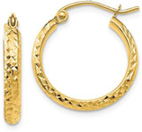 Image of 18mm 14K Yellow Gold Shiny-Cut 2.8X18mm Hollow Hoop Earrings