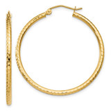 Image of 35mm 14K Yellow Gold Shiny-Cut 2mm Round Tube Hoop Earrings TC230