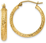Image of 22mm 14K Yellow Gold Shiny-Cut 3.5X22mm Hollow Hoop Earrings