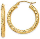Image of 25mm 14K Yellow Gold Shiny-Cut 3mm Round Hoop Earrings TC265