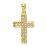 Image of 14K Yellow Gold Shiny-Cut Edge & Filigree Center Cross Pendant K8569