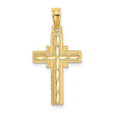 Image of 14K Yellow Gold Shiny-Cut Etched Cross Pendant
