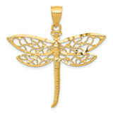 Image of 14K Yellow Gold Shiny-Cut Fancy Dragonfly w/ Cutout Wings Pendant