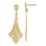 Image of 42.3mm 14K Yellow Gold Shiny-Cut Filigree Dangle Post Earrings