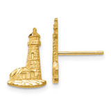 Image of 14mm 14K Yellow Gold Shiny-Cut Lighthouse Stud Earrings