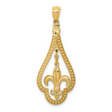 Image of 14K Yellow Gold Shiny-Cut Polished Fleur De Lis Dangle Pendant