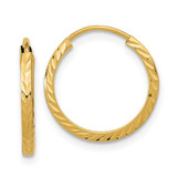 Image of 15mm 14K Yellow Gold Shiny-Cut Square Tube Endless Hoop Earrings TF993