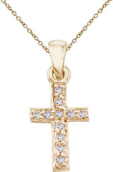 Image of 14K Yellow Gold Small Diamond Cross Pendant (Chain NOT included)