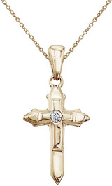Image of 14K Yellow Gold Small Diamond Cross Pendant (Chain NOT included) (CM-P9104)
