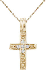 Image of 14K Yellow Gold Small Diamond Cross Pendant (Chain NOT included) (CM-P9106)