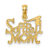 Image of 14K Yellow Gold Softball Mom with Bat and Ball Pendant