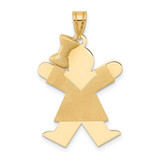 Image of 14K Yellow Gold Solid Girl w/ Bow On Left Pendant XK382
