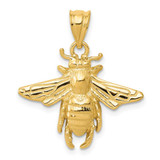 Image of 14K Yellow Gold Solid Open-Backed Bee Pendant