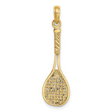 Image of 14K Yellow Gold Solid Polished 3-Dimensional Tennis Racquet Pendant D1440