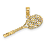 Image of 14K Yellow Gold Solid Polished 3-Dimensional Tennis Racquet Pendant D1441