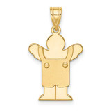 Image of 14K Yellow Gold Solid Satin Boy w/ Overalls Pendant XK350