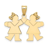 Image of 14K Yellow Gold Solid Small Double Girls Pendant
