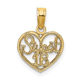 Image of 14K Yellow Gold Sweet 16 In Heart Pendant