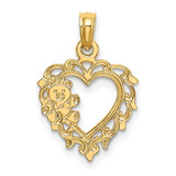 Image of 14K Yellow Gold Teddy Bear In Heart Pendant