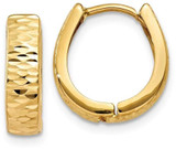 Image of 12mm 14K Yellow Gold Textured and Polished Hinged Hoop Earrings YE1678