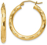 Image of 25mm 14K Yellow Gold Textured Hoop Earrings TF554