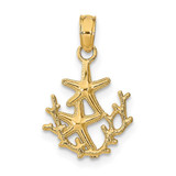 Image of 14K Yellow Gold Textured Mini Double Starfish & Coral-Design Pendant