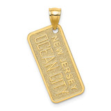 Image of 14K Yellow Gold Textured Ocean City, NJ License Plate Pendant