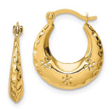 Image of 14K Yellow Gold Textured Stamped Hoop Earrings TL1144