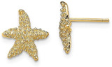 Image of 7mm 14K Yellow Gold Textured Starfish Stud Post Earrings TE783