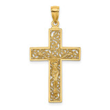 Image of 14K Yellow Gold Textured Swirl Design Crucifix Pendant