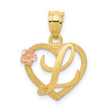 Image of 14K Yellow Gold Two-Tone Initial L In Heart Pendant