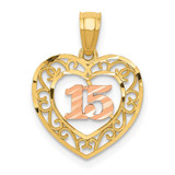 Image of 14K Yellow Gold Two-Tone Shiny-Cut 15 Pendant