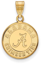 Image of 14K Yellow Gold University of Alabama Medium Disc Pendant by LogoArt (4Y086UAL)