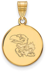 Image of 14K Yellow Gold University of Kansas Medium Disc Pendant by LogoArt