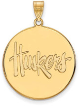 Image of 14K Yellow Gold University of Nebraska XL Disc Pendant by LogoArt (4Y063UNE)